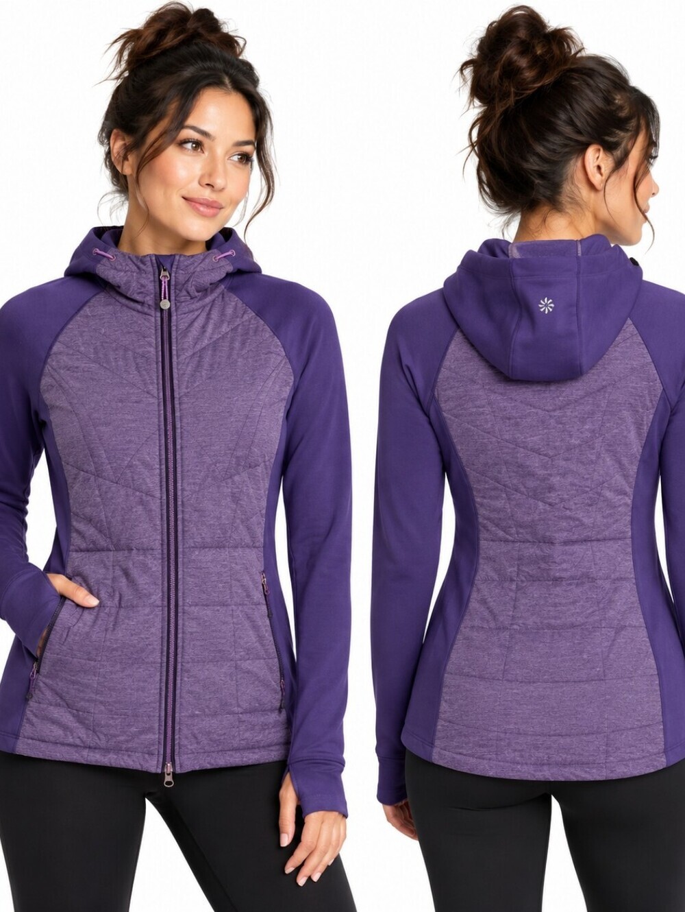 Athleta Jump & Jive PrimaLoft Hooded Jacket Purple XXS